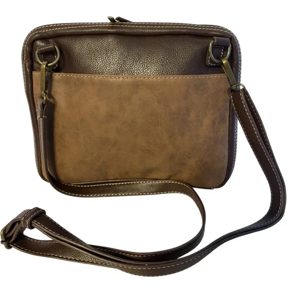 Chala Companion Organizer Brown Sunflower Vegan Leather Crossbody Bag - Picture 2 of 6